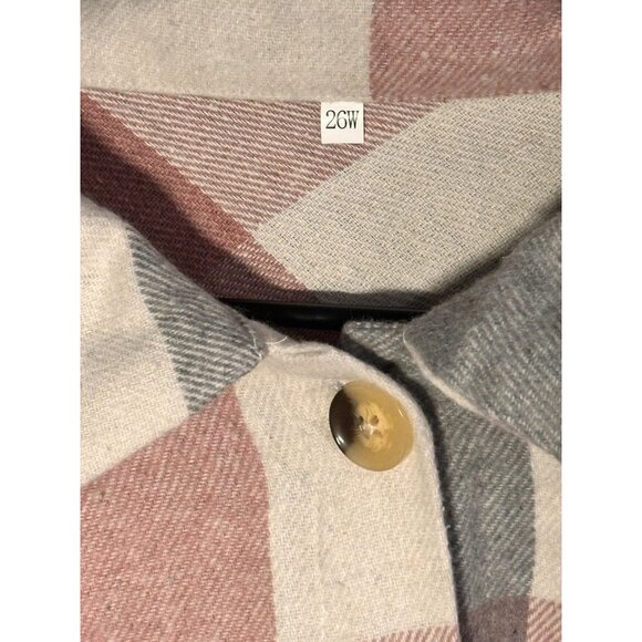 Women's Brushed Plaid Long Sleeve Flannel Button Down Boyfriend Shacket - Picture 4 of 8